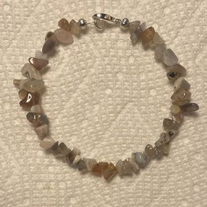 Moonstone and Silver Tone Hardware Bracelet 7 Inches